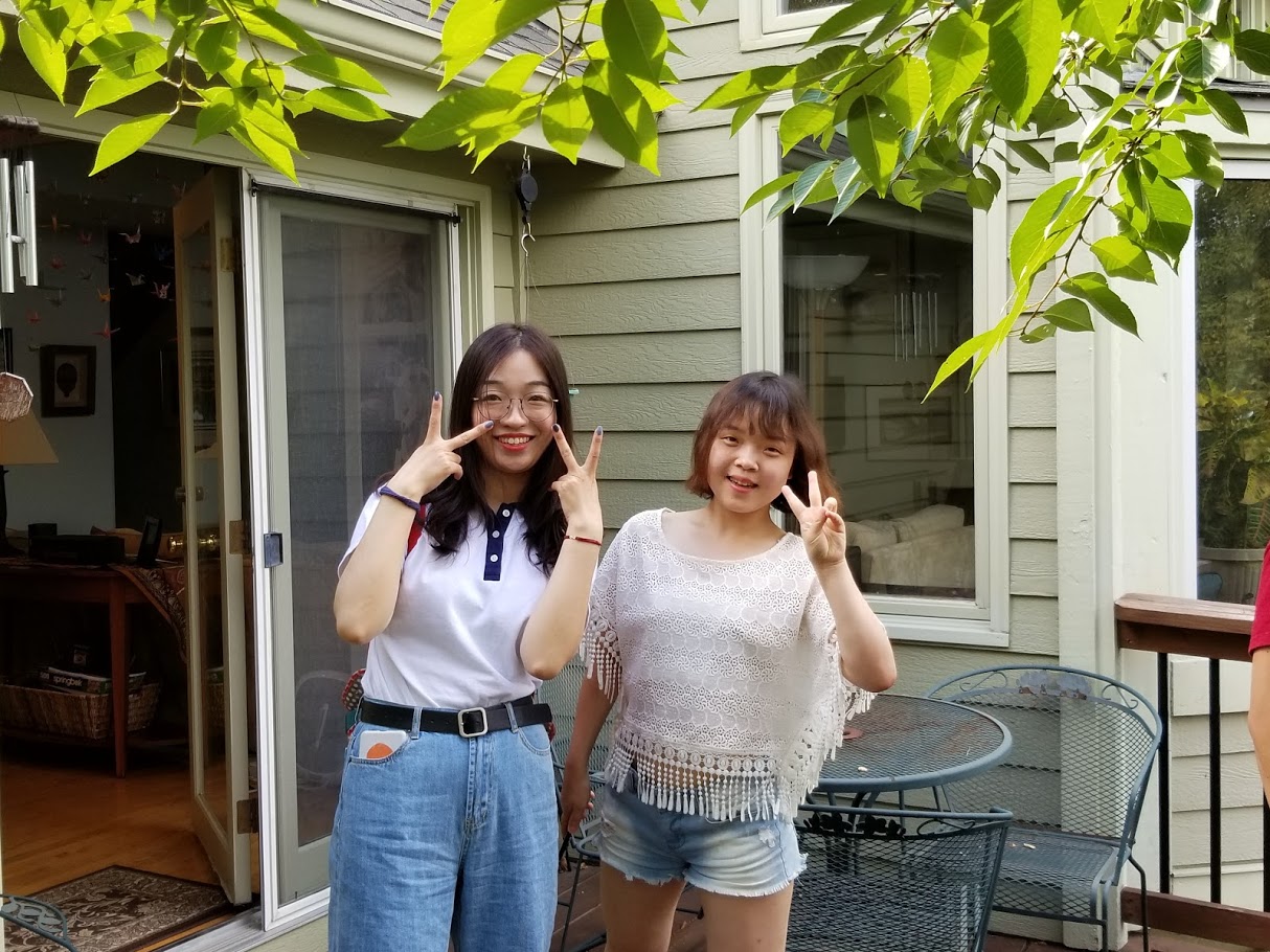 Students visiting a local family.