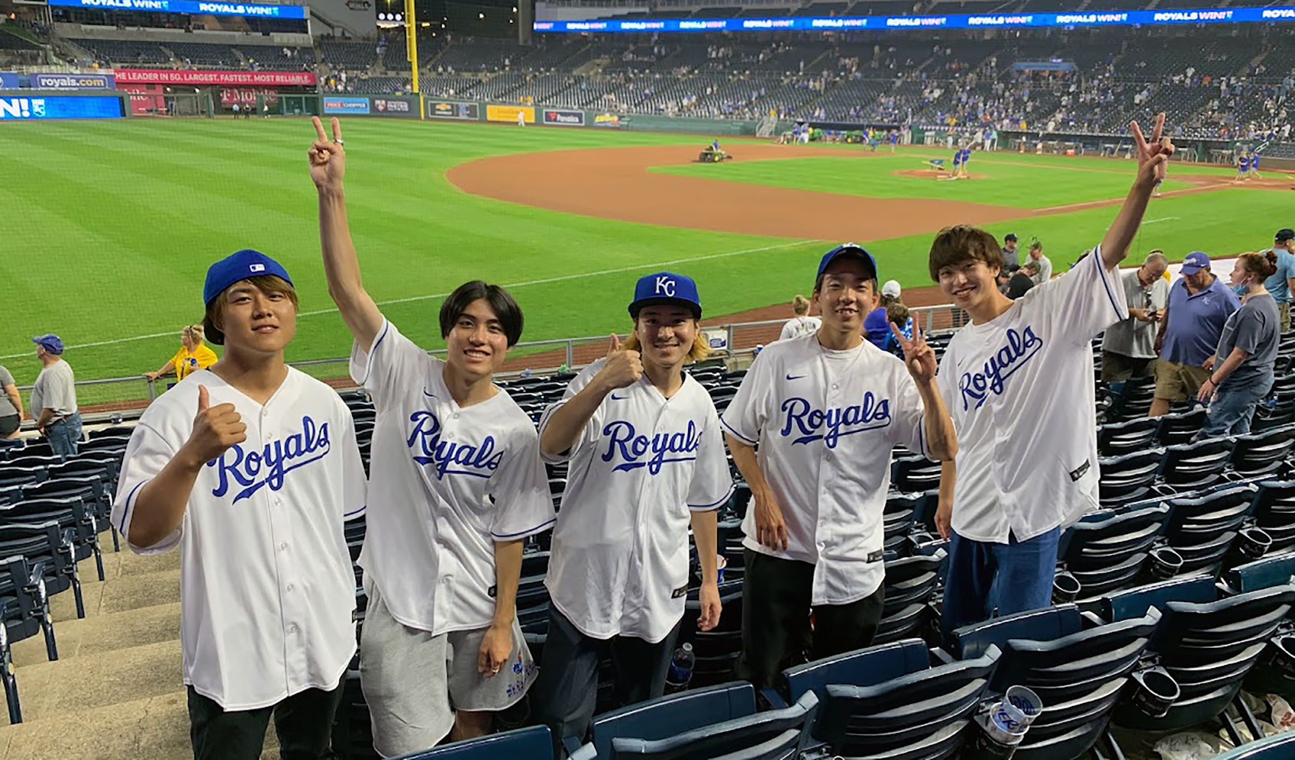 Kansai students at a Kansas City Royals game