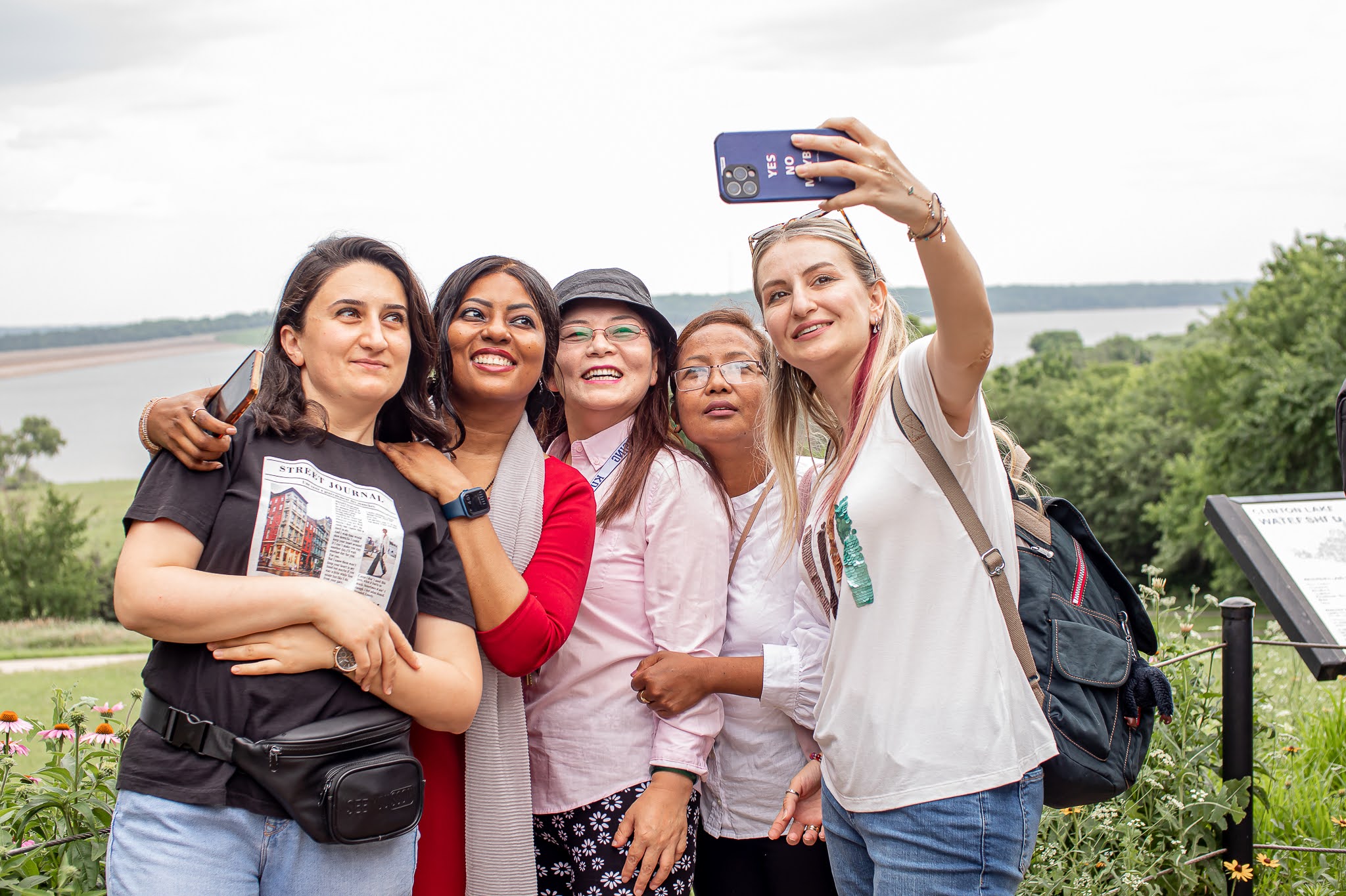 Hubert H. Humphrey Fellows taking pictures by Clinton Lake