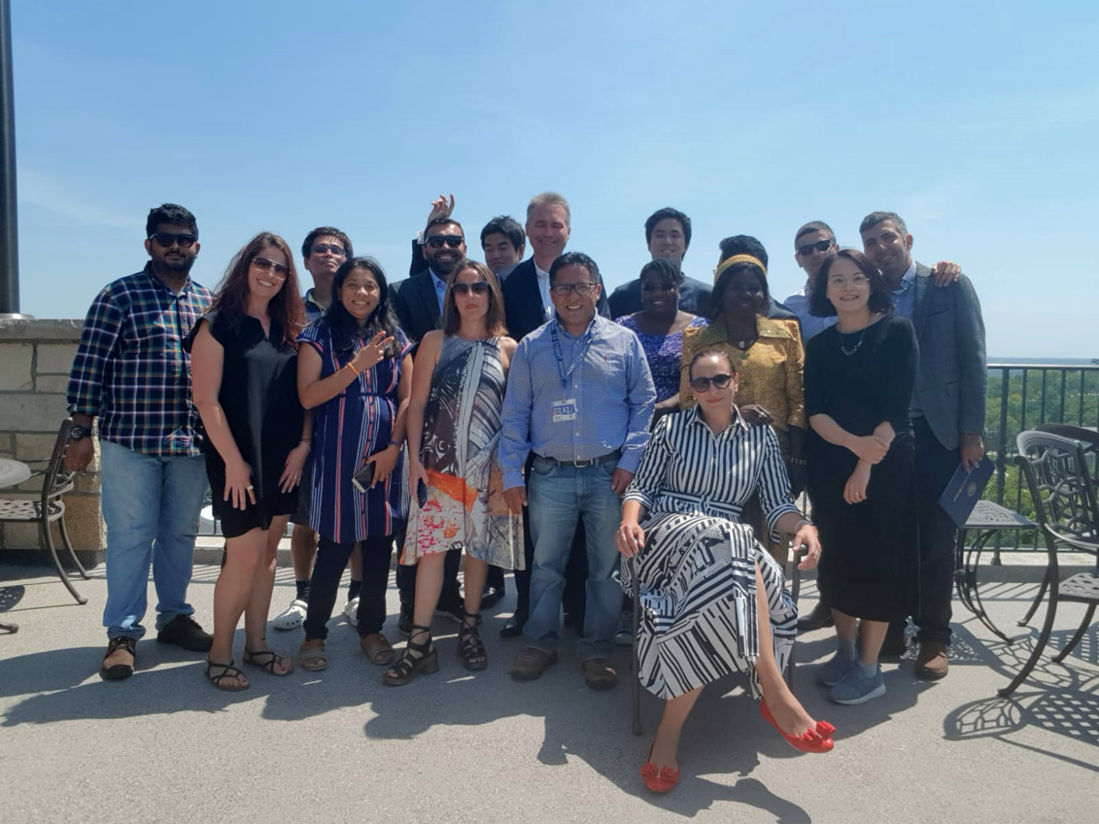 Hubert Humphrey Fellows on the roof of the Oread Hotel