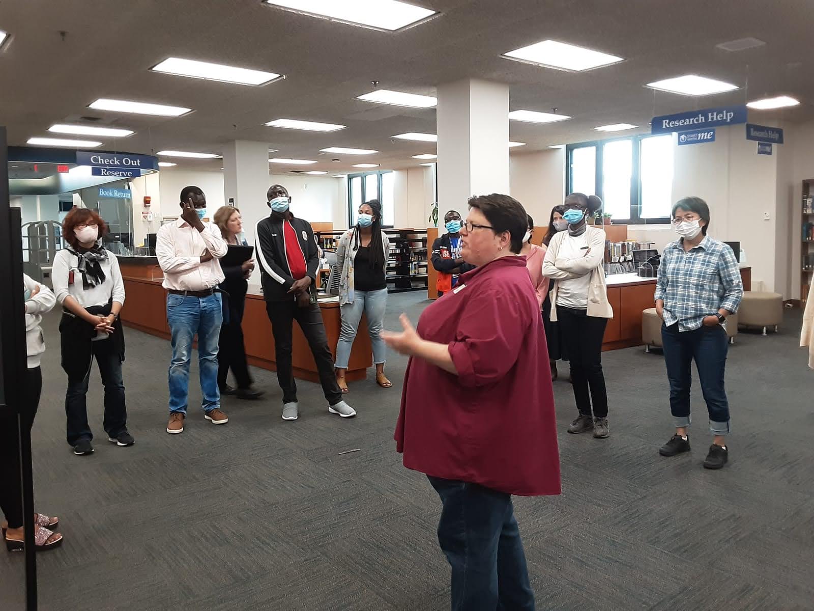 Hubert Humphrey Fellows touring the library